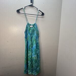Vintage Y2K Sundress Beachy Watercolor Mermaid Summer Festival Vacation S/M
